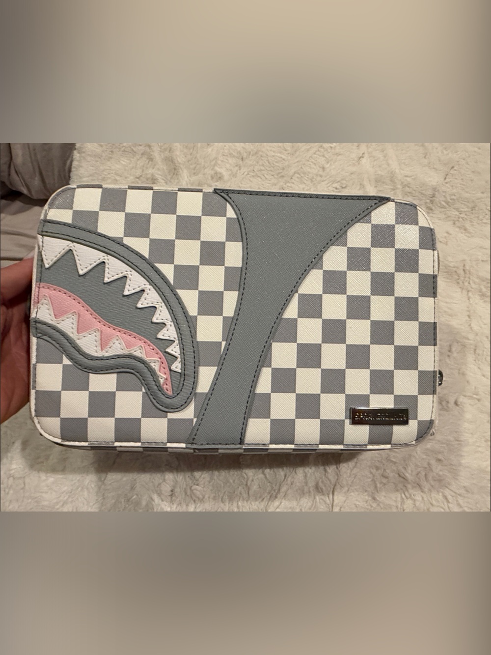 Sprayground Gray and Pink Checkered Case limited edition